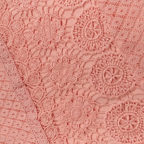 Floral Peach Crochet Mini Dress - Picture 5 of 14